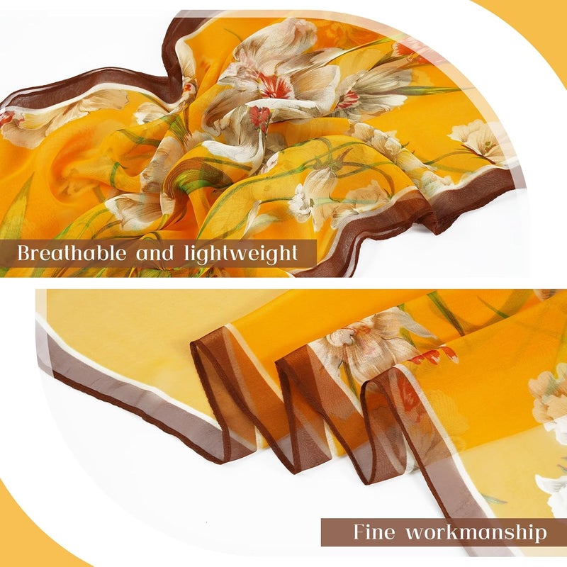 E-Clover Herebuy - Unique Women's Floral Scarves: Chiffon Flowers & Birds Printed Scarf - Image 2